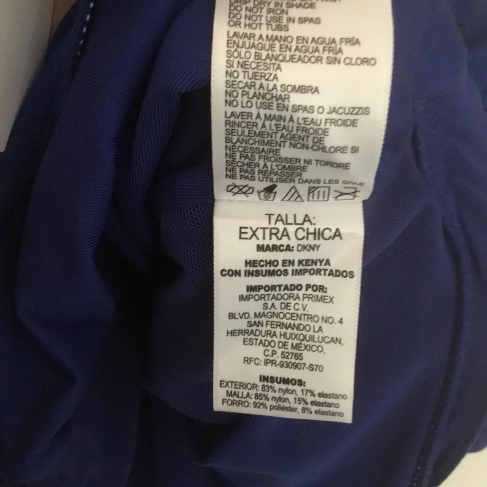 DKNY XS One Piece Blue Bathing Suit Underwire Ruching Swimsuit Swim Ruffle NWOT - Picture 11 of 13